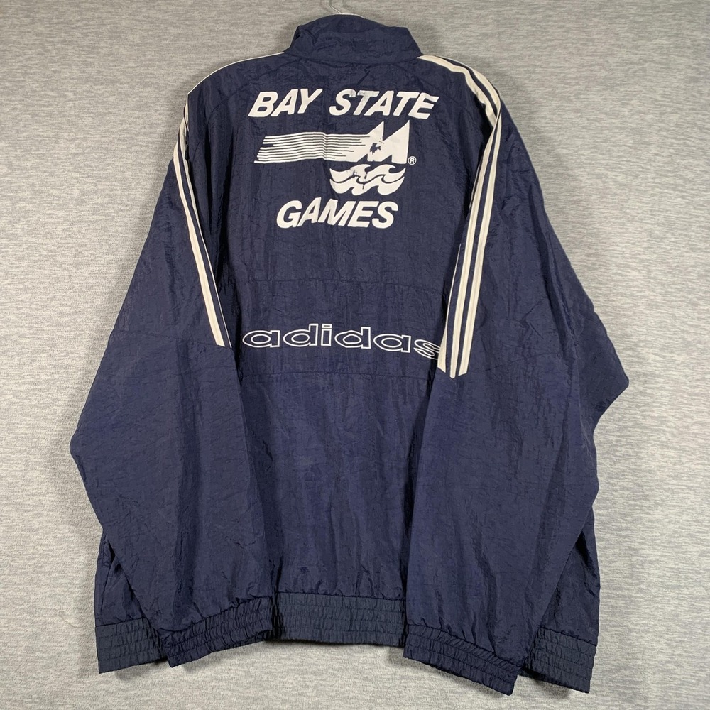 Vintage Adidas Track Jacket Mens Large Blue Bay State Games Celtics 90s - Picture 13 of 14